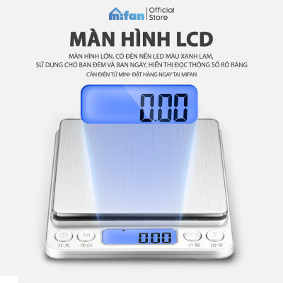 Cân Điện Tử Mini Cao Cấp 2024 MIFAN 0.01g - 3kg - Nhỏ Gọn, Siêu Chính Xác, Thép Không Gỉ, Màn LCD -Tặng 2 Đĩa Cân Và Pin