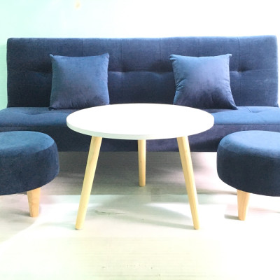 Bộ set sofa bed xanh dương đậm nhung Gvs2DvsB XDDN, sofa giường phòng khách