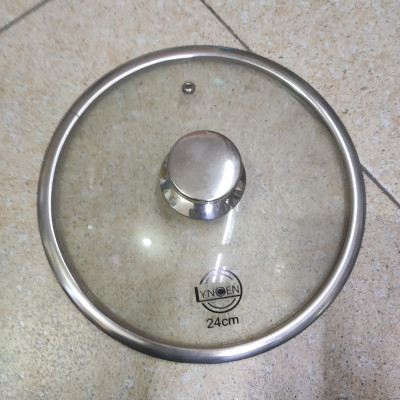 Nắp vung nồi chảo kính cường lực viền inox Lyncen xuất Nhật size 16/18/20/22/24/26/28/30cm 
