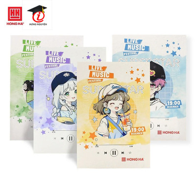 Vở Hồng Hà 72 trang kẻ ngang 7mm gáy ghim Sao mai Live Music 1693 định lượng 55 - 57gsm độ trắng 84% ISO Khổ vở 170 x 240mm (khổ nhỏ)