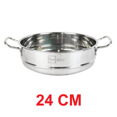 Bộ nồi xửng hấp inox và chảo chống dính FIVESTAR Standard 3 đáy 6 chiếc inox 430 nắp kính dùng được bếp từ , hồng ngoại