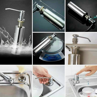 Bình đựng xà bông KG67 đựng nước rửa chén gắn bồn rửa cao cấp tiện lợi siêu bền bằng inox304 - Hàng chính hãng