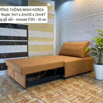 Sofa giường kéo, sofa thư giãn, sofa thành giường thông minh Tundo chất liệu vải chân sắt hiện đại 