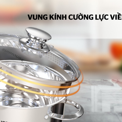 Bộ nồi inox 5 đáy Sunhouse SHG688 - Hàng Chính Hãng