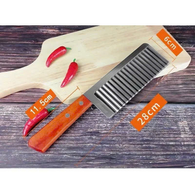 Dao Cắt Lát Sóng Củ Quả Cán Gỗ - Dao Tạo Hình Lượn Sóng Trang Trí Thực Phẩm