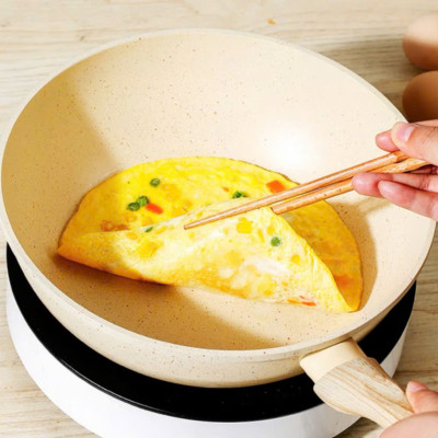 Chảo Chống Dính Bếp Từ Vân Đá Kiểu Nhật 20-30cm, Đáy Từ Ceramic Cán Gỗ [Hàng Loại Một] - HÀNG CHÍNH HÃNG MINIIN