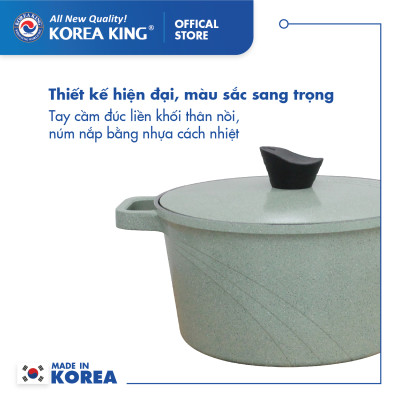 Nồi nấu Levante đáy từ Korea King KP-20LI(Nồi, nắp bằng nhôm đúc, phủ men chống dính Ceramic, Ø20cm)