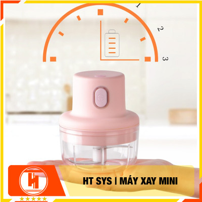 Máy xay  mini HT SYS - Sạc Điện -  Máy Xay Hành, Tỏi, Rau Củ ,Thịt Dung Tích 250ml - 3 Lưỡi dao - Hàng Nhập Khẩu