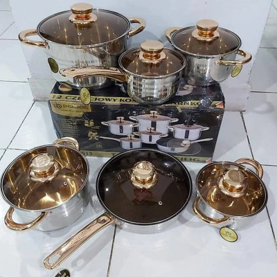 Bộ Nồi Đáy Từ 6 Món EB-8013 Inox Không Gỉ Kèm Năp Kính Cao Cấp Dùng Cho Mọi Loại Bếp - hàng nhập khẩu