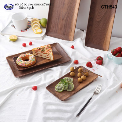 Đĩa Hình Chữ Nhật Dài Gỗ Óc Chó HAHANCO Nhập Khẩu Mỹ Nguyên Khối - hàng Xuất Khẩu Châu Âu - CTH543 - đựng đồ ăn/trang trí - đĩa bánh mì/trái cây/ bít tết/ pizza/ phụ kiện chụp ảnh, bày món ăn trong nhà hàng - Sang trọng trên bàn ăn