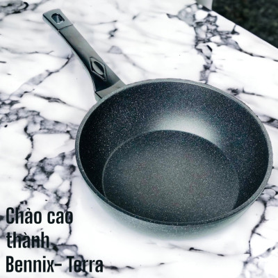 Chảo sâu lòng vân đá chống dính nhôm đúc Bennix Thái Lan Terra 22cm/26cm/28cm/30cm đáy từ