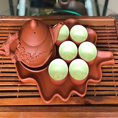 Bộ ấm trà tử sa đắp nổi đẹp loại 1