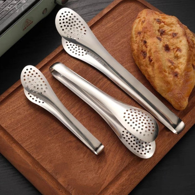 Kẹp gắp thức ăn bằng inox đầu tròn có nhiều lỗ ráo mỡ - nhiều cỡ 18cm - 23cm - 28cm