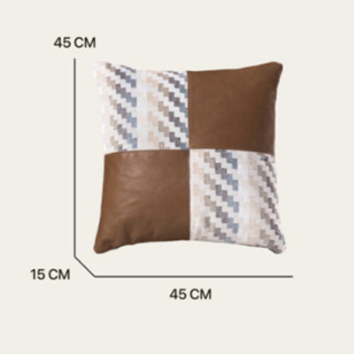 Gối sofa tựa lưng hình vuông cao cấp, kết hợp da bò thật và vải DVQ6007Z | REEKO