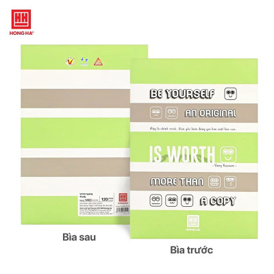 Vở kẻ ngang Hồng Hà 120 trang - Gáy ghim - Study Be Yourseft 1463 định lượng 70 gm2 độ sáng 90-92 ISO Khổ vở 180 x 252 mm (Giao bìa ngẫu nhiên)