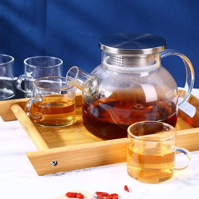 (SẴN) Set 1 bình trà 1 L + 6 cốc 100ml , chất liệu thủy tinh chịu nhiệt cao cấp  