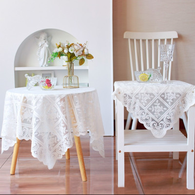 Khăn trải bàn vải ren trắng in hoa văn dập nổi phong cách Pháp tuyệt đẹp sang trọng trải bàn tròn, bàn chữ nhật, bàn vuông decor phòng khách, phòng ngủ, phông nền chụp ảnh KB-03