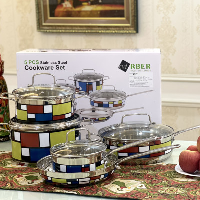 Bộ nồi inox 5 món Langmaster hàng chính hãng bảo hành 12 tháng.