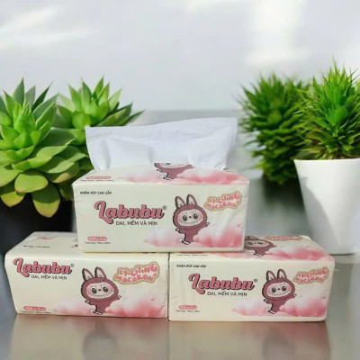 Sản phẩm phụ kiện phòng ăn -Combo 10 bịch giấy ăn Labubu  300 tờ - 4 lớp / 1 gói siêu mềm mại siêu dai tiết kiệm và an toàn
