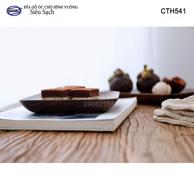 Đĩa vuông gỗ Óc Chó nhập khẩu Mỹ nguyên khối - hàng Xuất Khẩu Châu Âu - CTH541 - đựng đồ ăn/trang trí  - đĩa bánh mì/trái cây/ bít tết/ pizza/ phụ kiện chụp ảnh, bày món ăn trong nhà hàng - Sang trọng trên bàn ăn