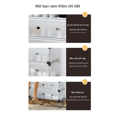 Kệ Giày Inox 5 Tầng Có Vách Ngăn Chắn Bụi, Giá Inox Để Giày Dép 4 - 5 Tầng Có Nắp Đậy, Tủ Giày Thế Hệ Mới - HÀNG CHÍNH HÃNG MINIIN