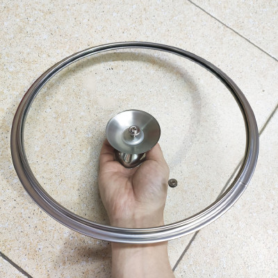 Nắp vung nồi chảo kính cường lực viền inox Lyncen xuất Nhật size 16/18/20/22/24/26/28/30cm 