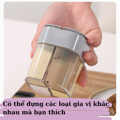 Hộp đựng gia vị 4 ngăn 8.5x6.5x6.5 cm Lọ Gia Vị 4 Ngăn Tiện Lợi Cho Nhà Bếp, Dã Ngoại Cắm Trại