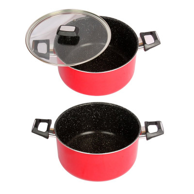 Tặng cặp nhấc nồi cao cấp- Combo 2 món, nồi chống dính vân đá Kimscook size 24 cm và Chảo đúc chống dính vân đá Ecoramic sâu lòng 26 cm, dùng được mọi loại bếp( trừ bếp từ)