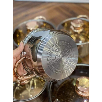 Bộ Nồi Đức 6 món 12 Chi Tiết Cao Cấp 5 Đáy Siêu Dày Bền Cho Gia Đình Nội Trợ Dùng Cho Mọi Loại Bếp Điện, Bếp Từ, Bếp Ga