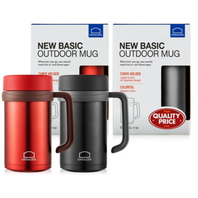 Cốc giữ nhiệt inox Lock&Lock Basic Table Mug 500ml LHC9002, Hàng chính hãng, tay cầm tiện lợi - JoyMall