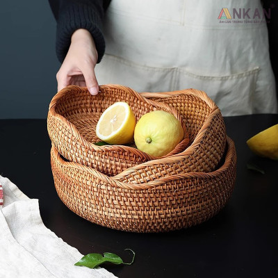 Rổ Đựng Trái Cây, Đồ Khô Chất Liệu Mây Tre Đan Thủ Công, Giỏ Đựng Đồ Decor Nhà Ăn, Phòng Khách