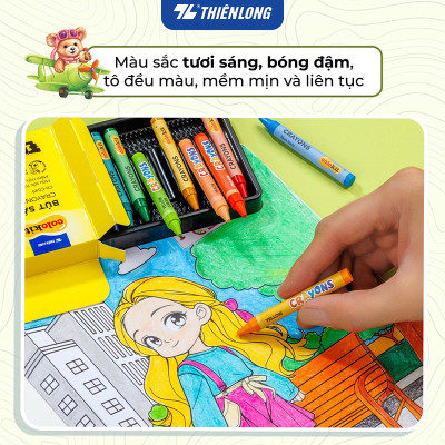 Bút sáp 12/18 màu Thiên Long Colokit - Màu sắc tươi sáng Phủ đều màu Bền màu CR-C048 ; CR-C049