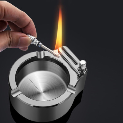 Gạt tàn có quẹt lửa (bật lửa) bằng kim loại 