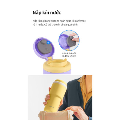Bình giữ nhiệt LocknLock Daily Macaron LHC3292 - Nắp mở một chạm - Dung tích 480ML