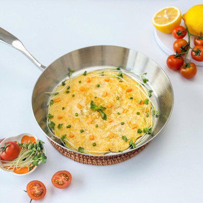 Chảo chiên rán inox 316 nguyên khối Hàn Quốc CIC68 size 20cm/24cm/26cm chống dịnh tự thân, đáy từ