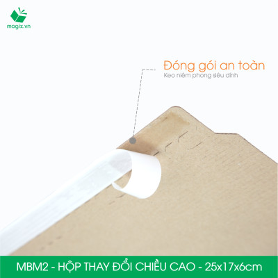MBM2 - 25x17x6cm - Combo 20 Hộp carton thay đổi chiều cao - Thùng carton đóng hàng