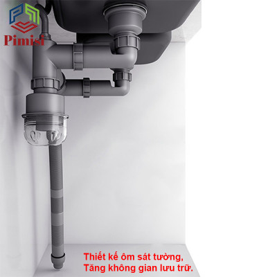 Bộ Xi Phông Chậu Rửa Bát 2 Hố Phi 110-140 Inox 304 Pimisi PXP-7X-2 Thải Chậu Rửa Chén 2 Hộc - 1 Thoát Tràn | Chính Hãng
