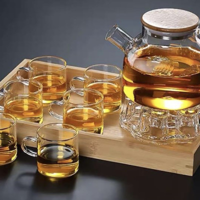 BỘ BÌNH TRÀ THỦY TINH NẮP GỖ CAO CẤP CHỊU NHIỆT - ANTH590