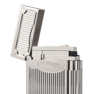 Vỏ Hột Quẹt Bật Lửa Upon Gas Đá D118B Họa Tiết Kẻ Dọc Cách Điệu Hoa Văn 4 Góc Màu Bạc - Dùng Gas Đá Cao Cấp