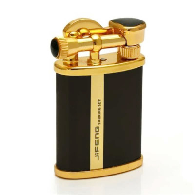 Vỏ Hột Quẹt Bật Lửa Xăng Bấc Đá Jifeng JF-018B Bằng Đồng Sơn Mài Nền Đen
