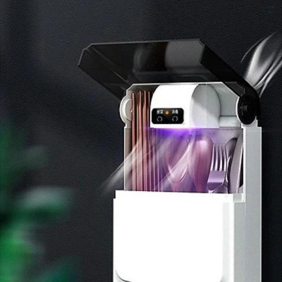 Hộp khử khuẩn muỗng đũa - Máy sấy và sát khuẩn đũa thìa bằng tia UV treo tường 30x21x8cm - Ống sấy đũa khử trùng 