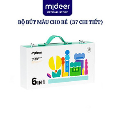 Bộ bút màu cho bé Mideer Portable Art Gift Box 6 in 1, hộp bút nghệ sĩ kèm kéo gọt bút keo dán