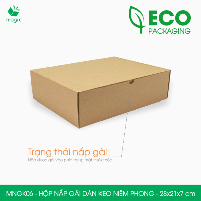MNGK06 - 28x21x7cm - COMBO 60 HỘP CARTON NẮP GÀI HÔNG CÓ KEO NIÊM PHONG - THÙNG HỘP CARTON ĐÓNG HÀNG