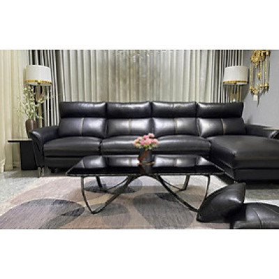 Combo ghế sofa chỉnh điện góc L và ghế đơn 100% da bò Italy Juno sofa màu đen – SFDLCT30 3m3 x 1m7 hàng cao cấp chuẩn da bò nhập khẩu Ý