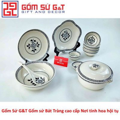 Bộ đồ ăn 4 người vẽ hoa móc Gốm Sứ G&T