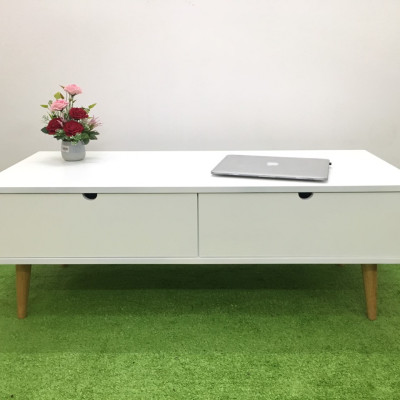 Bàn sofa cafe trà phòng khách hình hộp trắng T819-6 KT120x50x43