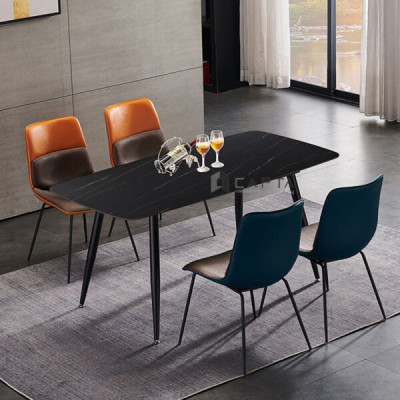 Ghế phòng ăn nệm da simili chân sắt sơn tĩnh điện nhỏ gọn hiện đại Ghế cafe tiếp khách có nệm nhập khẩu LUX31A-P tại HCM