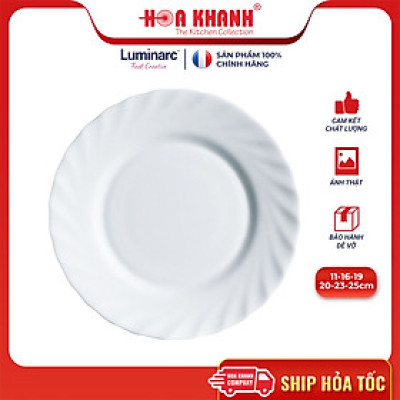 Đĩa Thủy Tinh Luminarc Diwali Trianon Trắng 25cm - bộ 6 đĩa - N3645