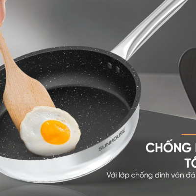 CHẢO Inox Impact Sunhouse ECO IN20-24-26M5 - Đáy từ công nghệ mới Impact Bonding - Dùng được trên mọi loại bếp