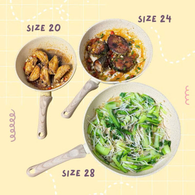 Chảo Chống Dính Bếp Từ Vân Đá Kiểu Nhật 20-30cm, Đáy Từ Ceramic Cán Gỗ [Hàng Loại Một] - HÀNG CHÍNH HÃNG MINIIN